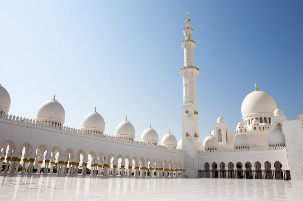 architecture, building, dome, religion, exterior, sky, abu, nature, abu dhabi mosque, arab, asia, colonnade, culture, dubai, emirates, dubai, dubai, dubai, dubai, dubai