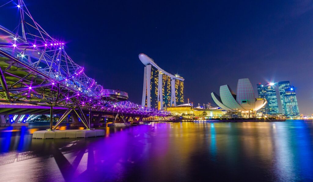 singapore, marina bay, helix, city scape, night short, singapore, singapore, singapore, singapore, singapore
